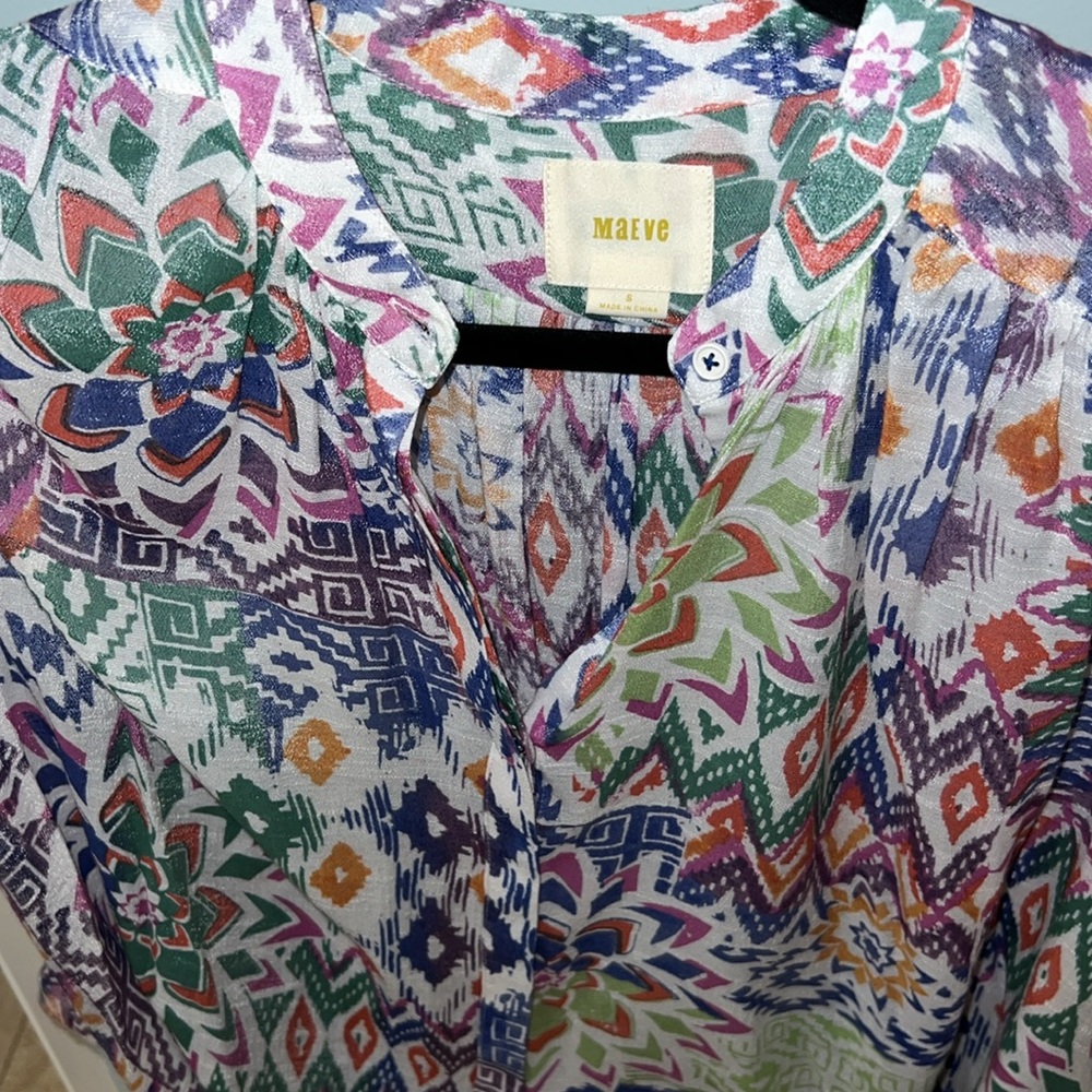 Anthropologie Maeve Bryanna Dolman
Sleeve Geometric Blouse Size Small EUC - Picture 8 of 9